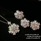 925 Silver Heart CZ Wedding Jewelry Set Ring Earrings Necklace
