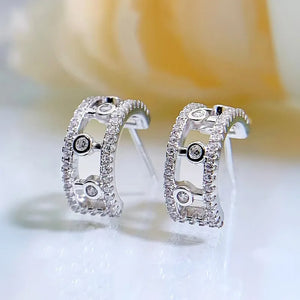 Vintage Palace Style 925 Silver Dew Diamond Earrings