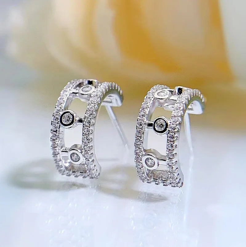 Vintage Palace Style 925 Silver Dew Diamond Earrings
