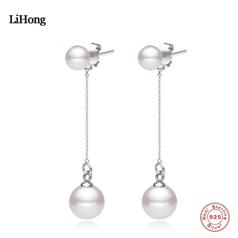 925 Silver Freshwater Pearl Long Earrings Boutique Silver Jewelry