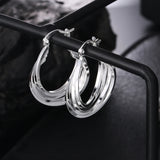 925 Silver Multi-Layer U-Shaped Earrings Women Jewelry