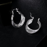 925 Silver Multi-Layer U-Shaped Earrings Women Jewelry