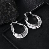 925 Silver Multi-Layer U-Shaped Earrings Women Jewelry