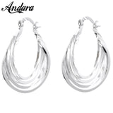 925 Silver Multi-Layer U-Shaped Earrings Women Jewelry