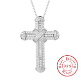 925 Silver Jesus Cross Pendant Necklace Simulated Diamond 14K