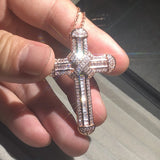 925 Silver Bible Jesus Cross Pendant Necklace with Simulated Diamond Rose