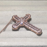 925 Silver Bible Jesus Cross Pendant Necklace with Simulated Diamond Rose