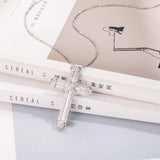 925 Silver Cross Pendant Necklace for Men Women Jesus Bible Charm