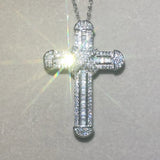 925 Silver Bible Jesus Cross Pendant Necklace with Platinum Diamond Charm