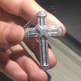925 Silver Bible Jesus Cross Pendant Necklace with Platinum Diamond Charm