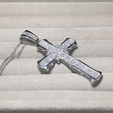 925 Silver Bible Jesus Cross Pendant Necklace Crucifix Charm Platinum Diamond