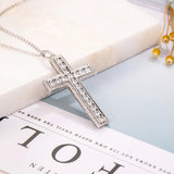 925 Silver Bible Jesus Cross Pendant Necklace Platinum Diamond Jewelry