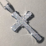 925 Silver Bible Jesus Cross Pendant Necklace Crucifix Charm Platinum Diamond