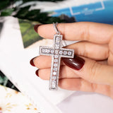 925 Silver Bible Jesus Cross Pendant Necklace Platinum Diamond Jewelry