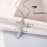 925 Silver Bible Jesus Cross Pendant Necklace Platinum Diamond Jewelry