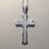 925 Silver Bible Jesus Cross Pendant Necklace Crucifix Charm Platinum Diamond