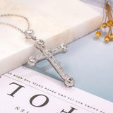 925 Silver Bible Jesus Cross Pendant Necklace Simulated Platinum Diamond