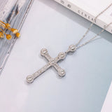 925 Silver Bible Jesus Cross Pendant Necklace Simulated Platinum Diamond