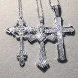 925 Silver Bible Jesus Cross Pendant Necklace Crucifix Charm Platinum Diamond