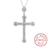 925 Silver Bible Jesus Cross Pendant Necklace Simulated Platinum Diamond
