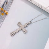 925 Silver Jesus Cross Pendant Necklace with Diamond Charm