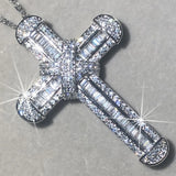 925 Silver Bible Jesus Cross Pendant Necklace with Platinum Diamond Charm