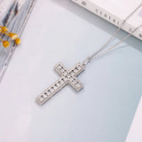 925 Silver Bible Jesus Cross Pendant Necklace Platinum Diamond Jewelry