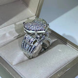 925 Silver Heart Ring CZ Micro Pave Cubic Zirconia Fully Iced Out Bling