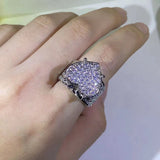 925 Silver Heart Ring CZ Micro Pave Cubic Zirconia Fully Iced Out Bling