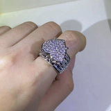 925 Silver Heart Ring CZ Micro Pave Cubic Zirconia Fully Iced Out Bling