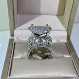 925 Silver Heart Ring CZ Micro Pave Cubic Zirconia Fully Iced Out Bling