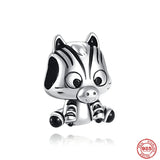 925 Silver Panda Pendant Cow Charm Pig Horse Bead Jewelry Gift