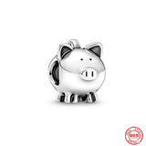 925 Silver Panda Pendant Cow Charm Pig Horse Bead Jewelry Gift