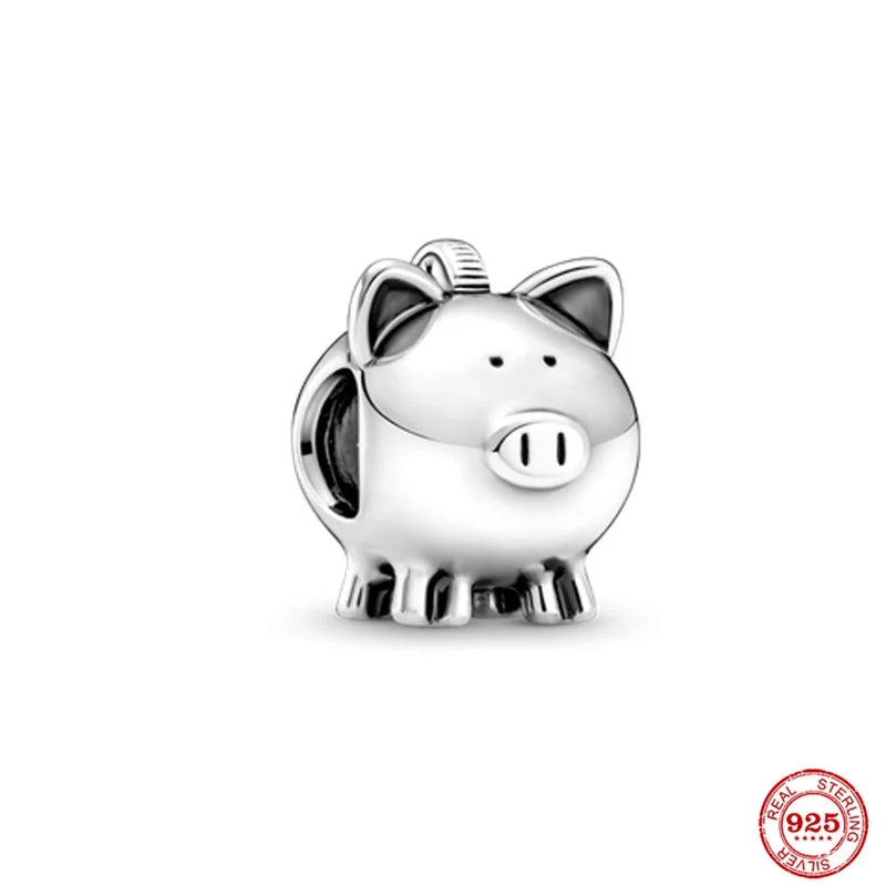 925 Silver Panda Pendant Cow Charm Pig Horse Bead Jewelry Gift