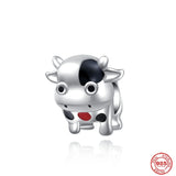 925 Silver Panda Pendant Cow Charm Pig Horse Bead Jewelry Gift