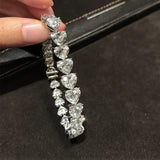 925 Silver Moissanite Love Hearts Bracelet