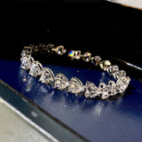 925 Silver Moissanite Love Hearts Bracelet