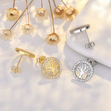 Crystal Round Stud Earrings Vintage Wedding Jewelry Zircon Stone Earrings