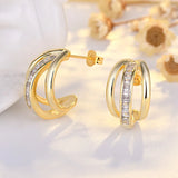 Crystal Round Stud Earrings Vintage Wedding Jewelry Zircon Stone Earrings