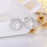Crystal Round Stud Earrings Vintage Wedding Jewelry Zircon Stone Earrings