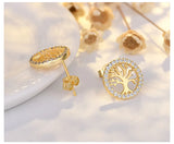 Crystal Round Stud Earrings Vintage Wedding Jewelry Zircon Stone Earrings