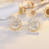 Crystal Round Stud Earrings Vintage Wedding Jewelry Zircon Stone Earrings