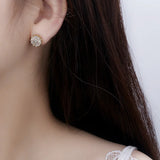 Crystal Round Stud Earrings Vintage Wedding Jewelry Zircon Stone Earrings