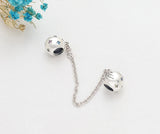 925 Silver Clip Set with Colorful Crystal and Safety Chain Link