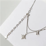 925 Silver Flash Diamond Star Double Necklace Female Clavicle Chain