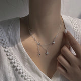 925 Silver Flash Diamond Star Double Necklace Female Clavicle Chain