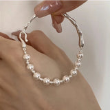 925 Silver Geometric Pearl Punk Bracelet For Women