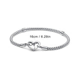925 Silver Heart Bracelet Padlock Clasp Snake Chain for Women