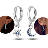 925 Silver Heart CZ Hoop Earrings For Women