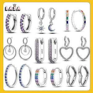 925 Silver Heart CZ Hoop Earrings For Women